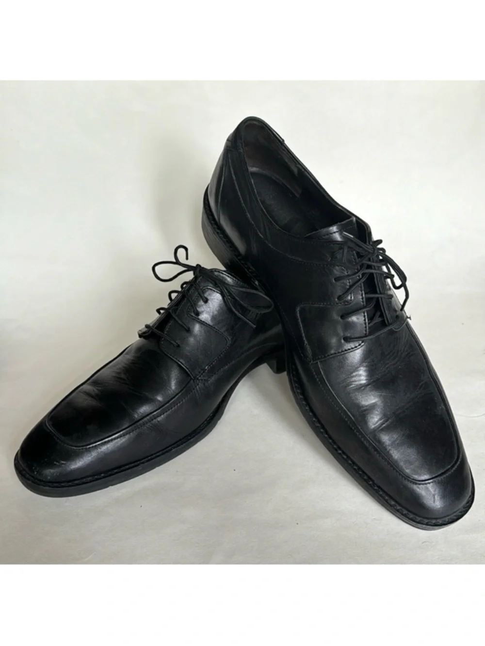 JOHNSTON & MURPHY Black Leather Lace up Dress Shoes 59 11557 $185 EUC